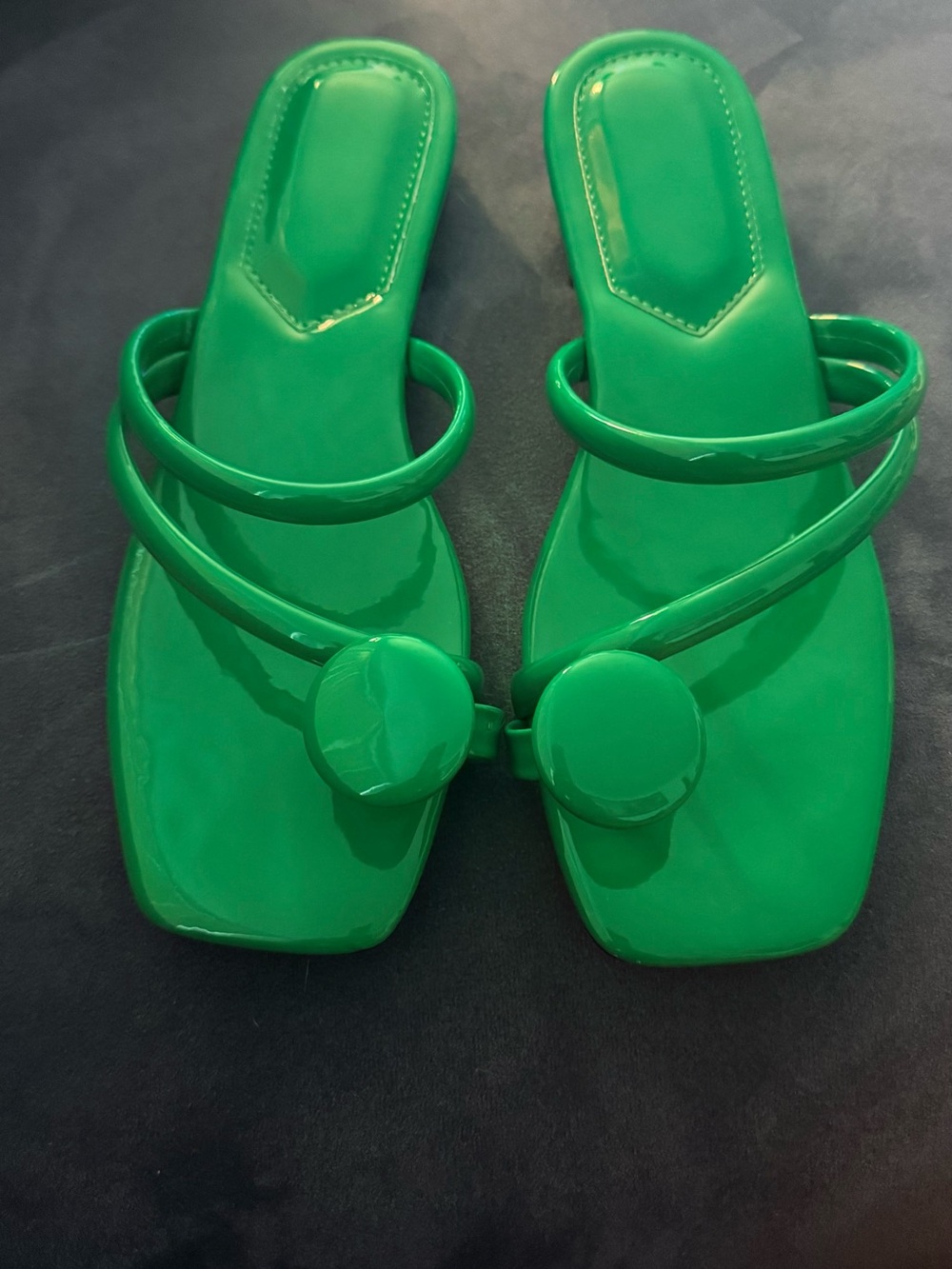 Green Strappy Women's Slide Sandals